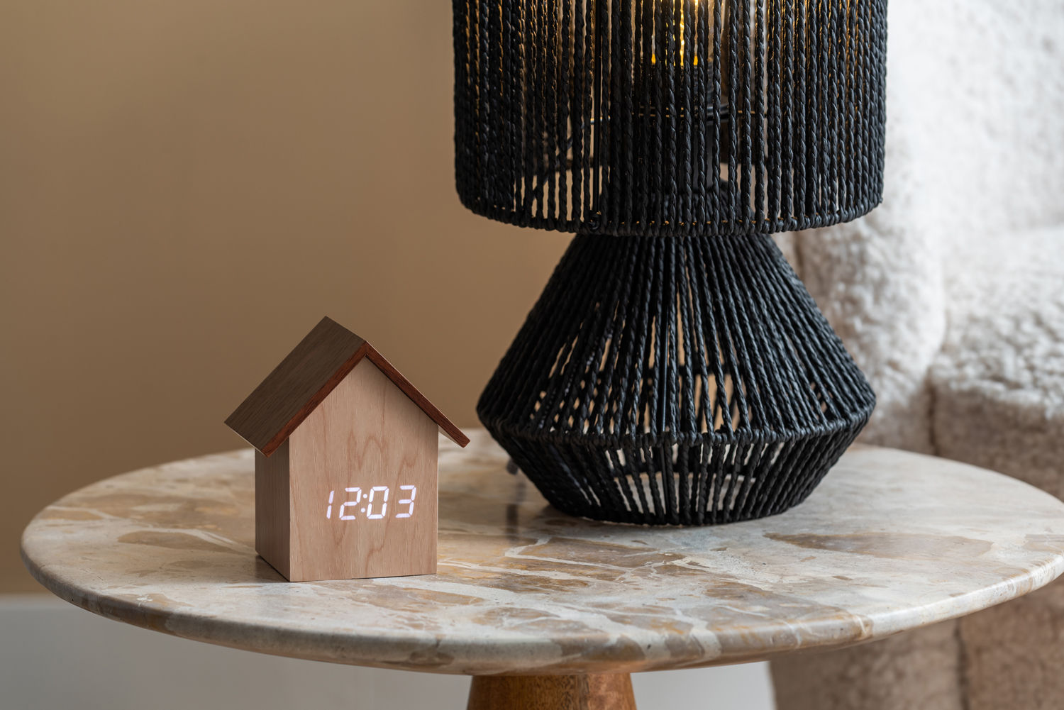 Table lamp Forma paper rope black - L 20 cm x H 30 cm x P 20