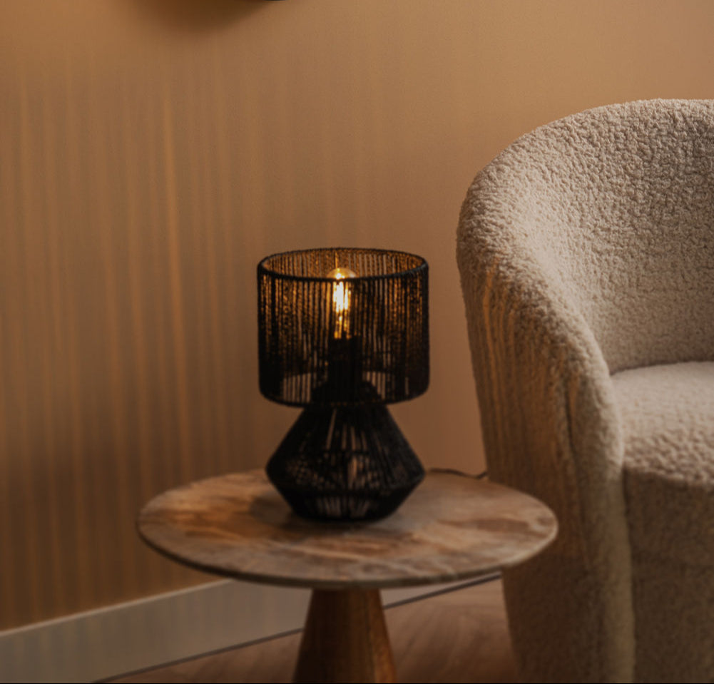 Table lamp Forma paper rope black - L 20 cm x H 30 cm x P 20